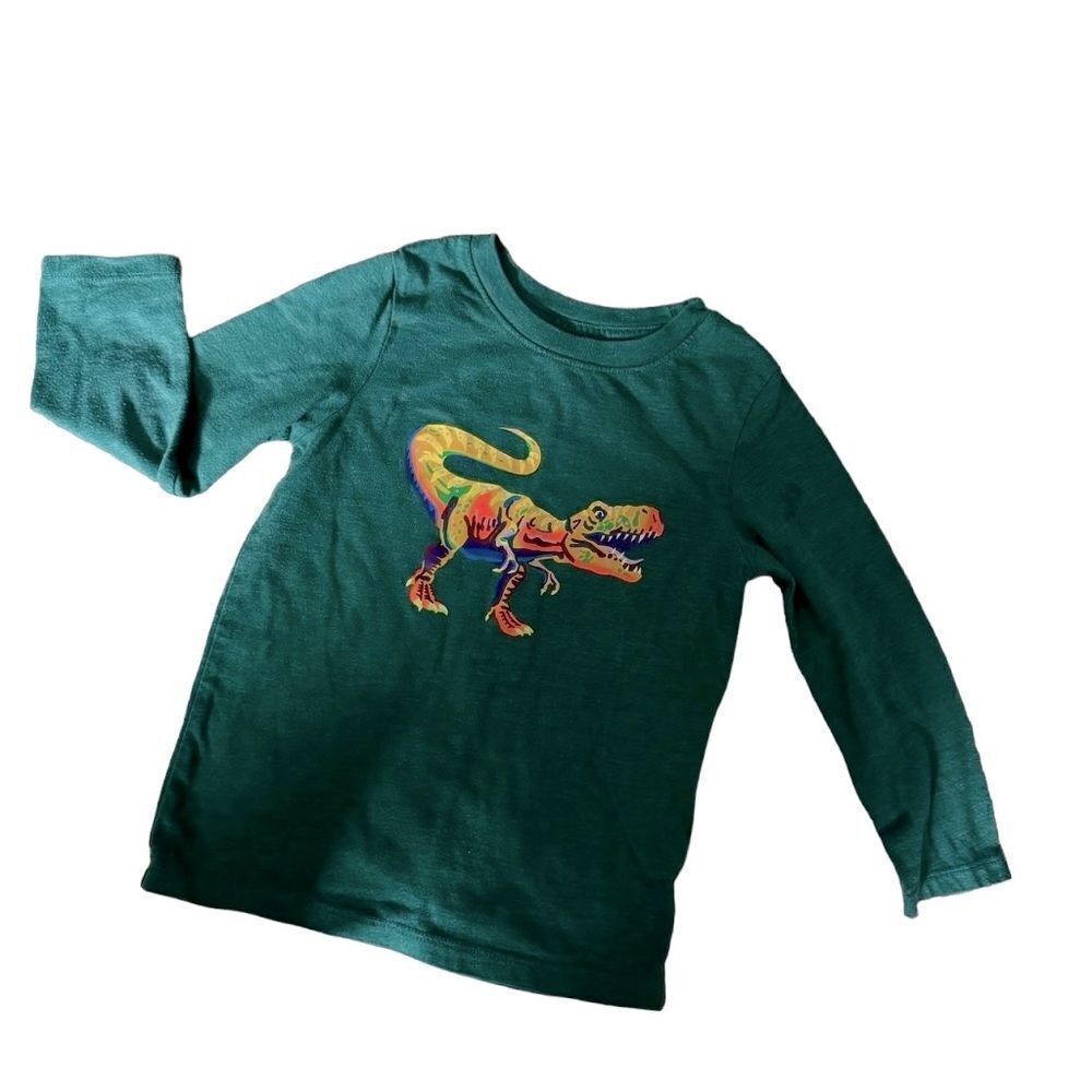 Cat & Jack Green Dinosuar Graphic Long Sleeve Shirt Size 3T